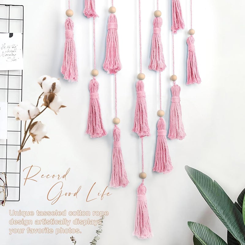 ANROYE Macrame Hanging Photo Display, Picture Holder with 30 Clips for Bedroom Wall, Polaroid Boho Gallery Hangers with LED Light String, Room Decor Gifts for 10 11 12 13 14 Year Old Teen Girl - Image 2